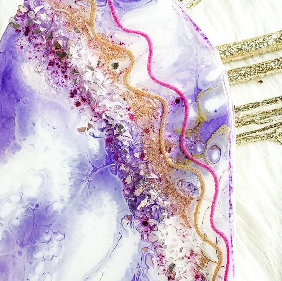 SOLD, Resin Art on Heart Wooden Panel - Picture 3 of 10